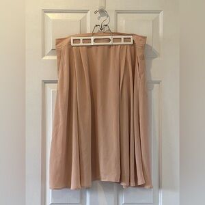 Flowy Midi Skirt – Dusty Pink / Beige – A-Line – Size Large – Spring Summer